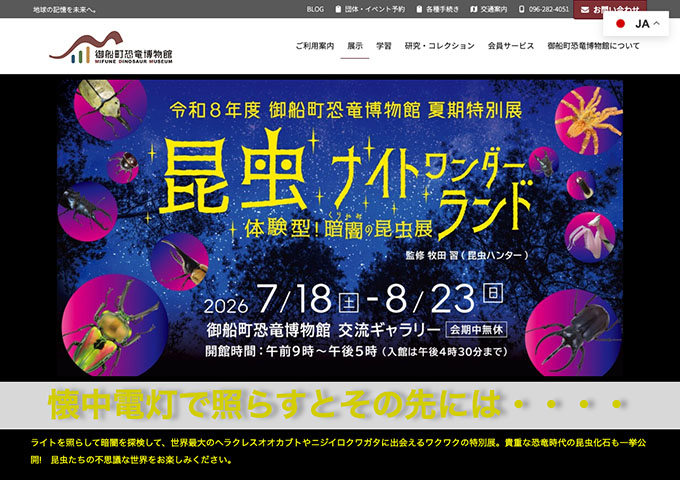 御船町恐竜博物館「昆虫ナイトワンダーランドー体験型！暗闇の昆虫展ー」【高校・大学生料金】