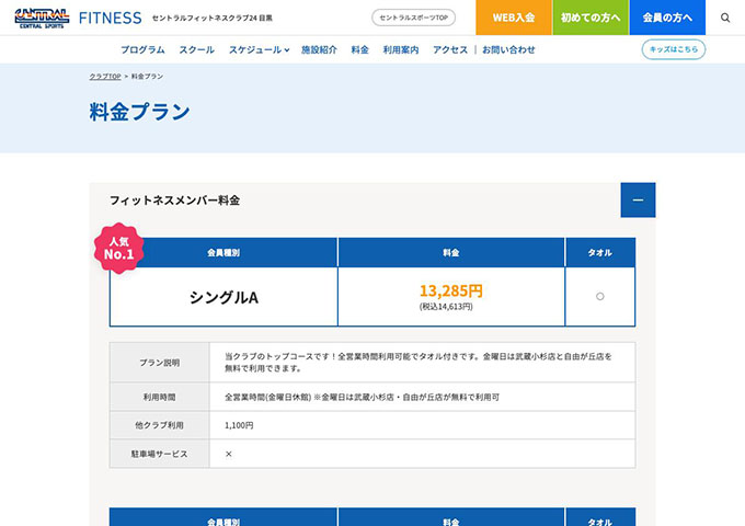 セントラルフィットネスクラブ24 目黒【スチューデント料金】