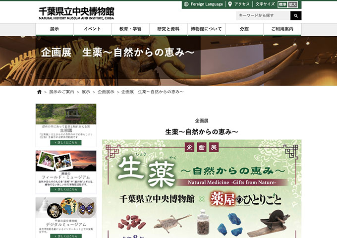 千葉県立中央博物館「生薬〜自然からの恵み〜」【高校生・大学生料金】