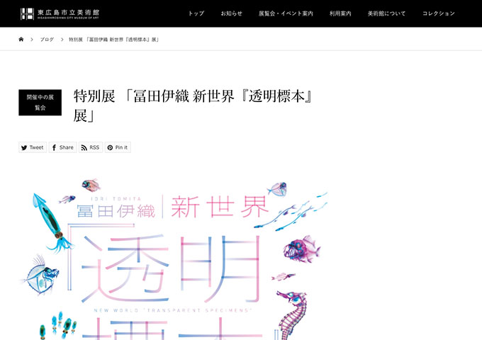 東広島市立美術館「冨田伊織 新世界『透明標本』展」【大学生料金】
