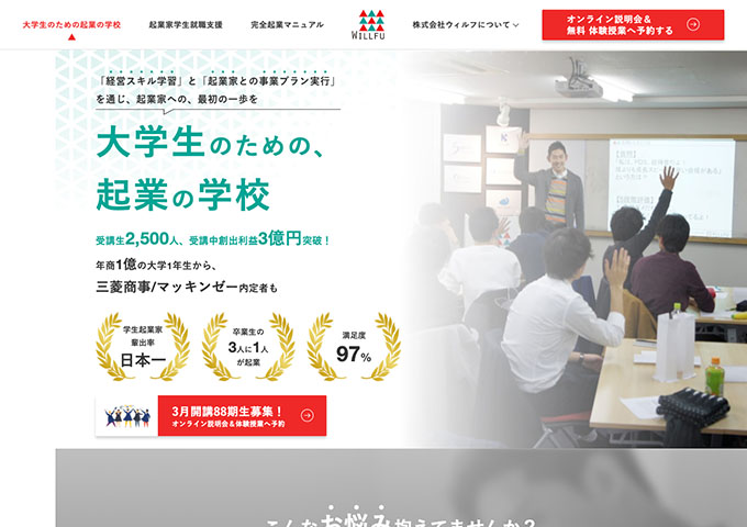 大学生のための起業の学校 WILLFU STARTUP ACADEMY